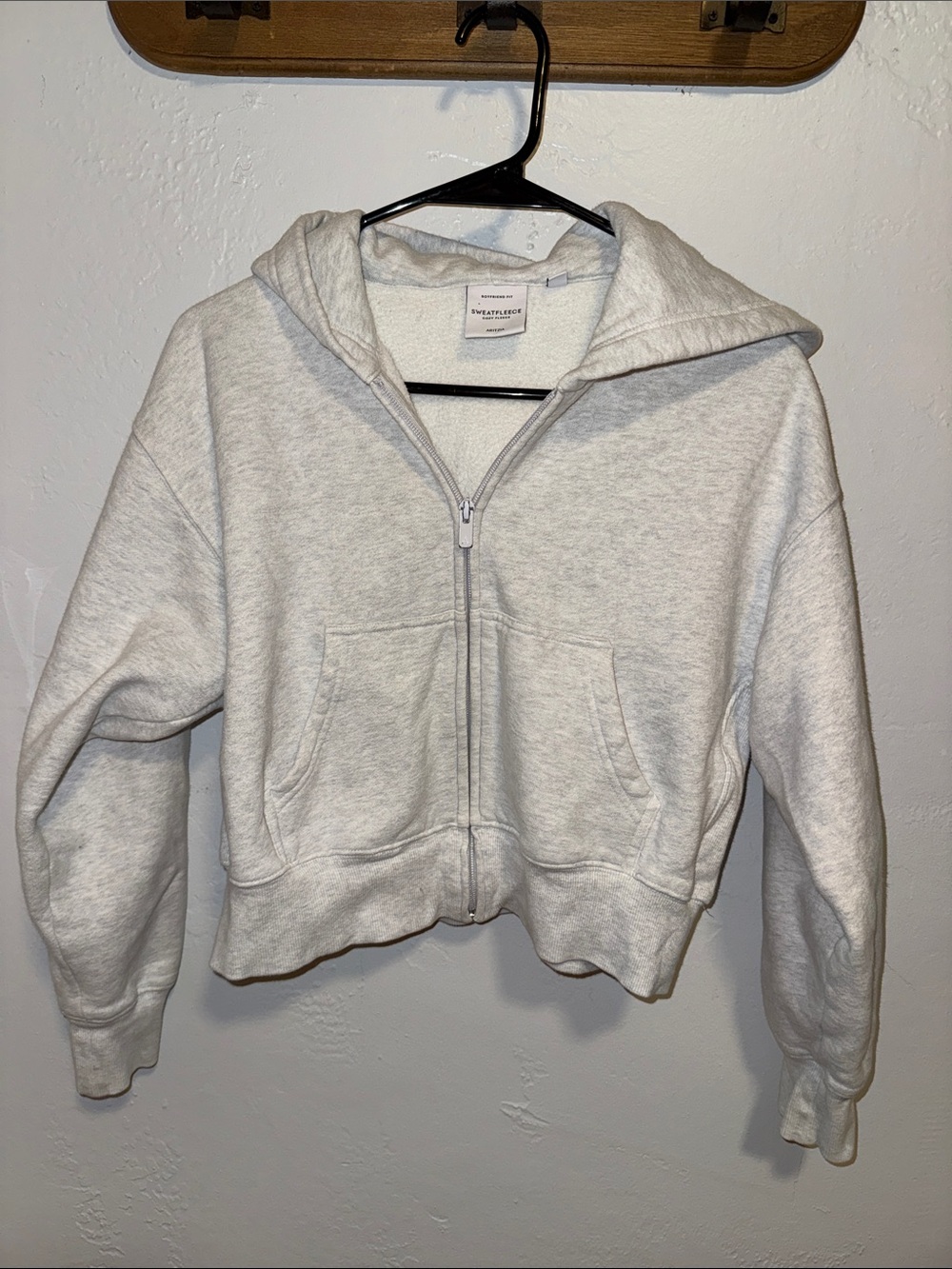 Aritzia Light Gray Sweatfleece Full-Zip Hoodie
